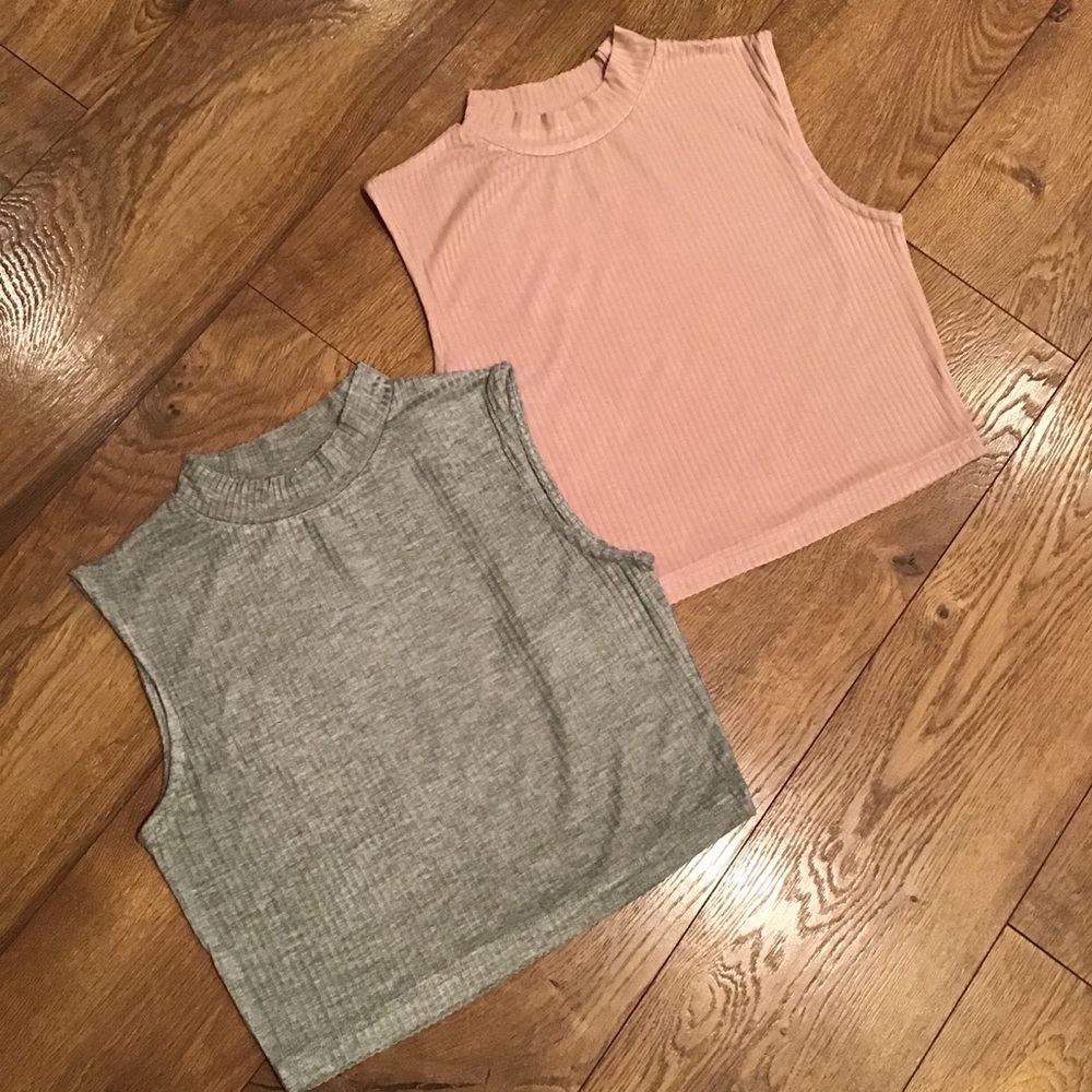 TWO LIGHTWEIGHT SOFT RIBBED STRETCHY CROP TOPS - Picture 7 of 13